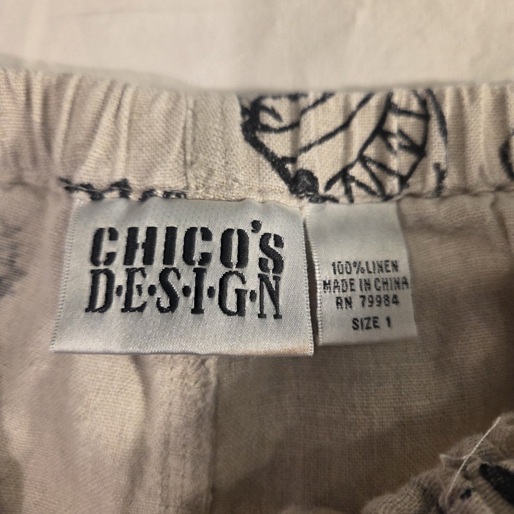 Vintage Chico's Design 100% Linen Pull On Cropped Capri Pants Y2K, 24" Waist - Picture 4 of 9